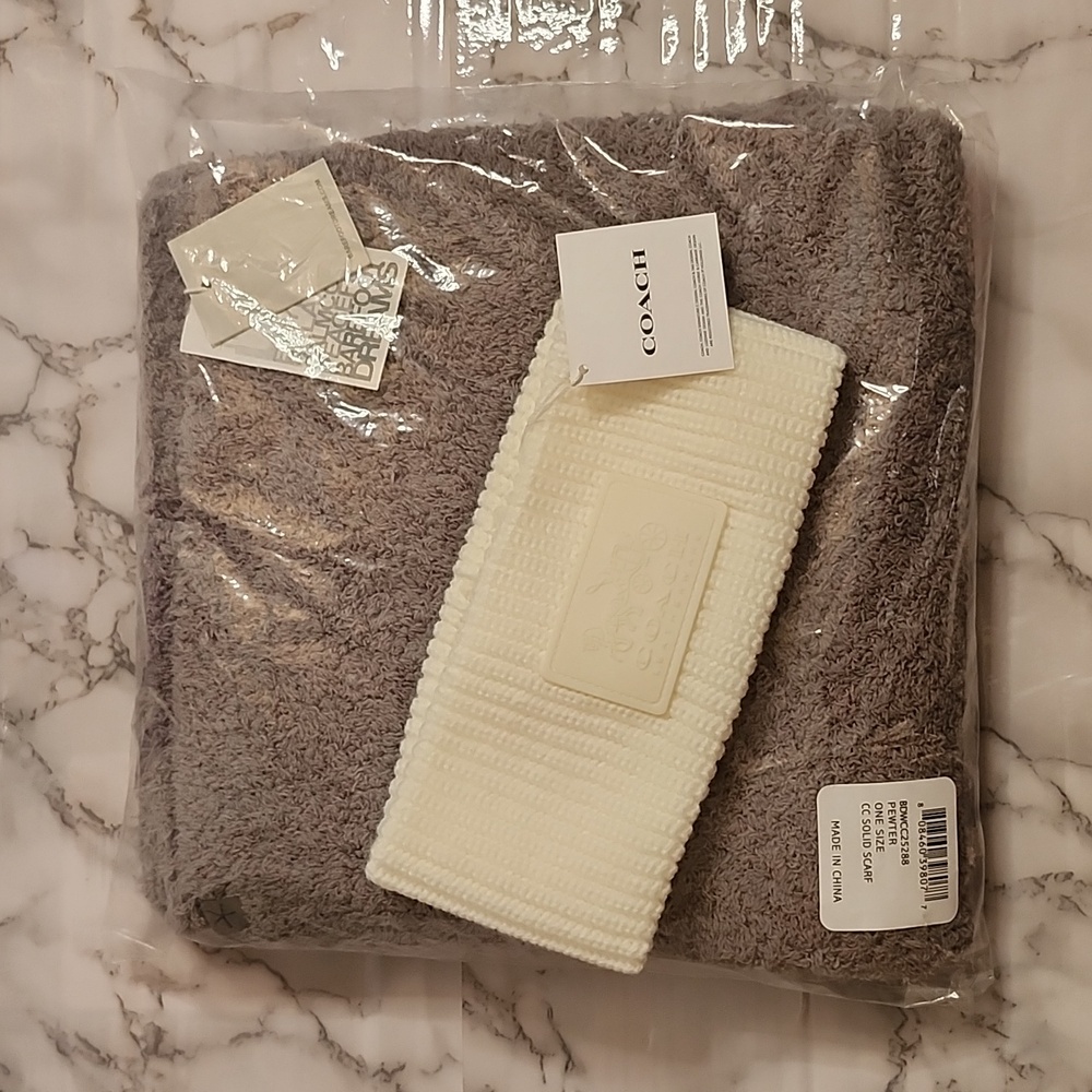 NWT Barefoot Dreams CozyChic Scarf and Coach knit Headband